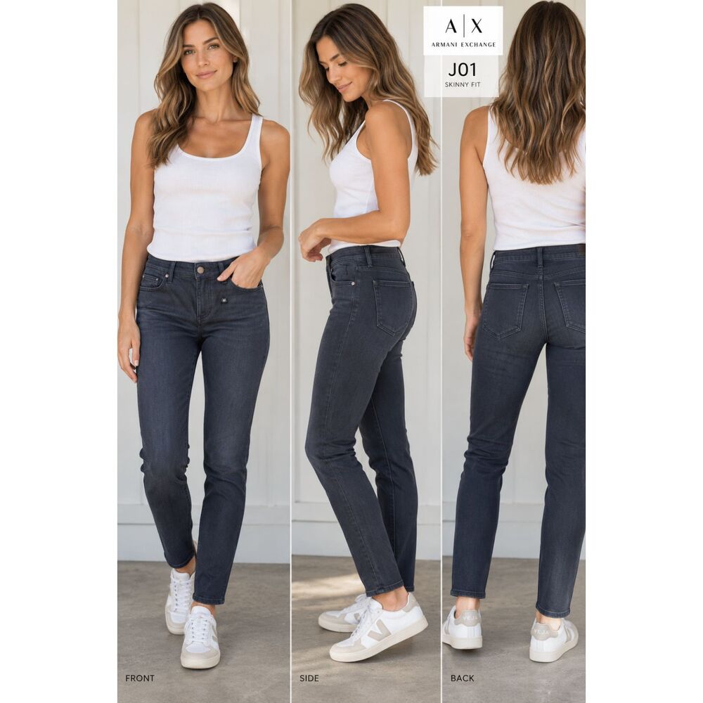 A/X Armani Exchange Black J01 Super Skinny Jeans Coated Denim